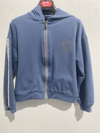 Z8019J FELPA ZIP CON CAPPUCCIO "HANGAR93"