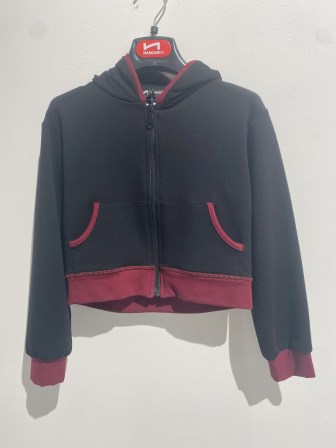 Z8153J FELPA ZIP CON CAPPUCCIO BICOLORE "HANGAR93"